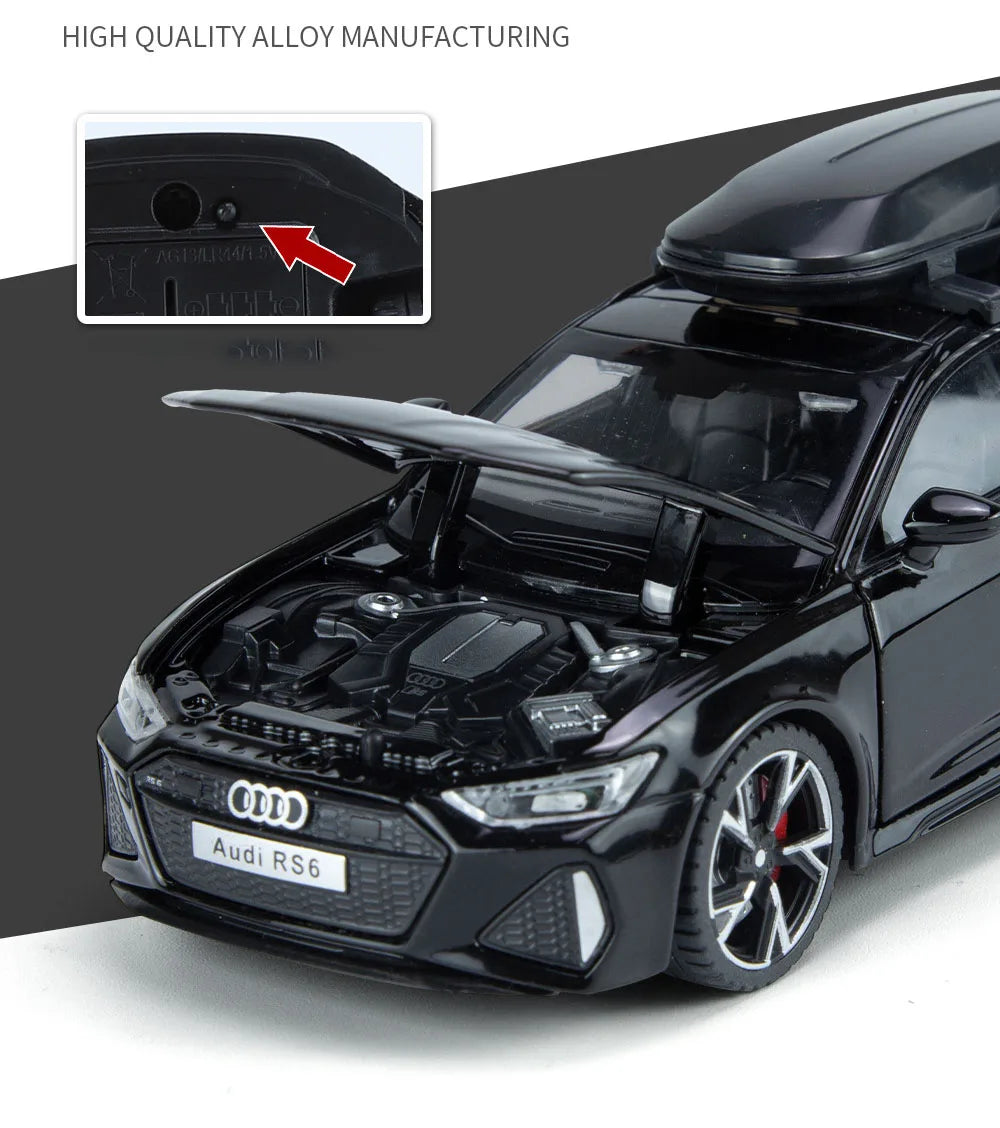 1:32 Audi RS6 – Alloy Diecast Car with Sound & Light | Openable Doors | Gift for Kids & Adults – OksadeLtd™