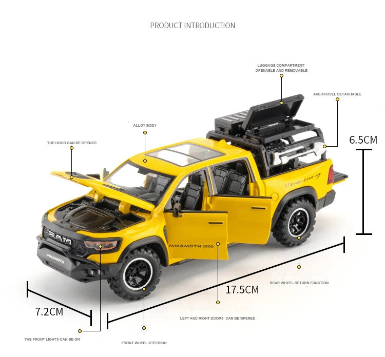 1:32 Dodge Mammoth 1000 TRX – Diecast Alloy Pickup Truck with Sound & Light | Off-Road Toy Gift – OksadeLtd™