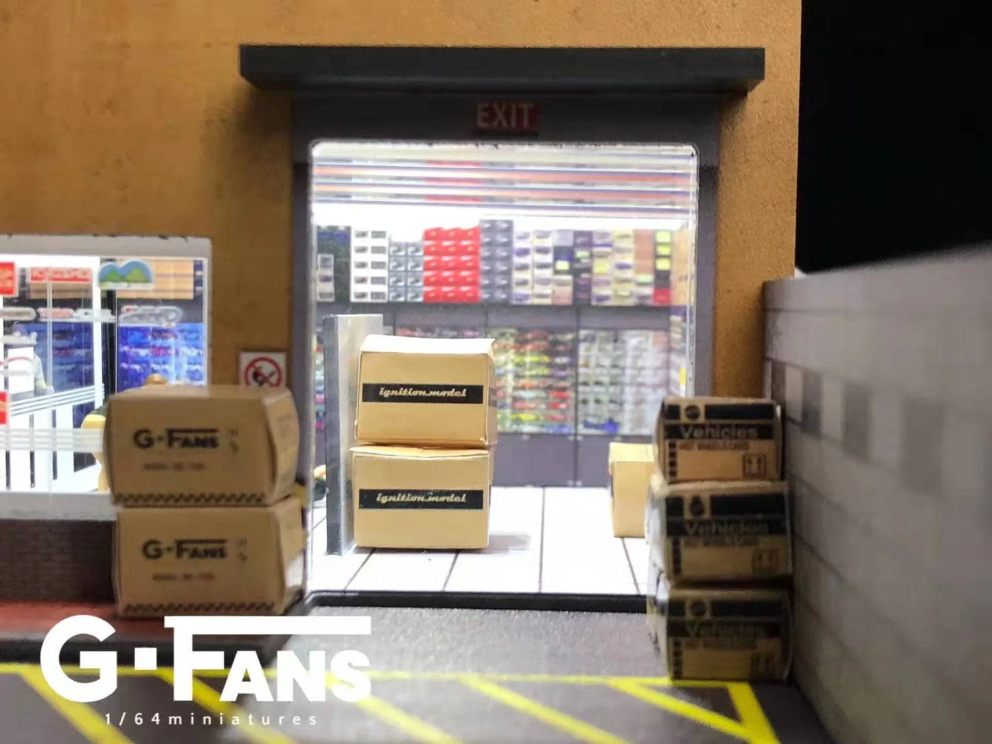 1:64 G Fans Car Dioramas Parking Lot Led Lights Vehicle Display Collection Display Usb Connector Car Store Models