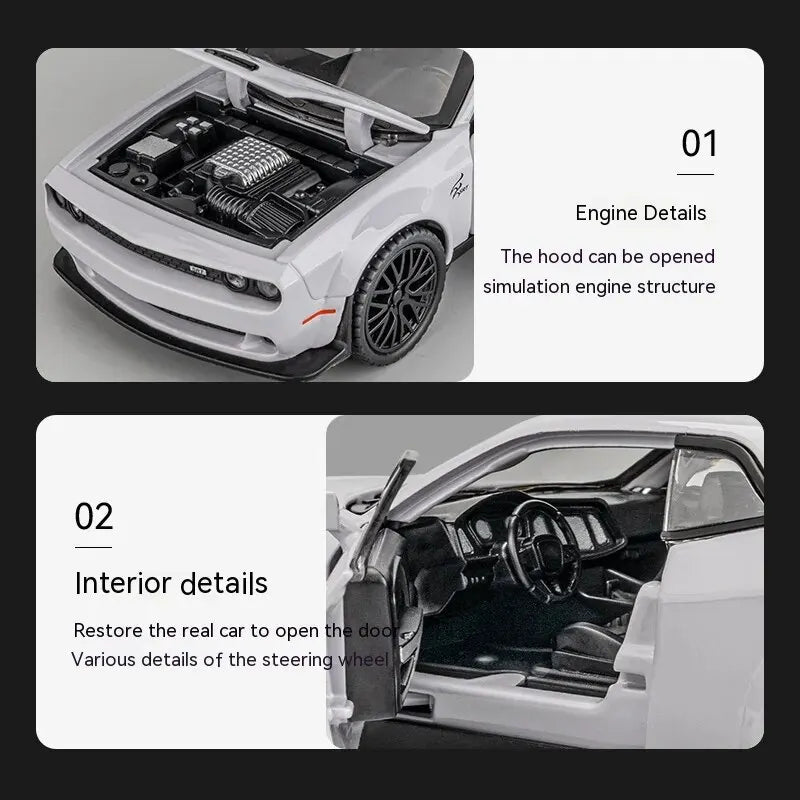 1:32 Dodge Hellcat Diecast Car – Pull Back, Sound & Light | Metal Model – OksadeLtd™