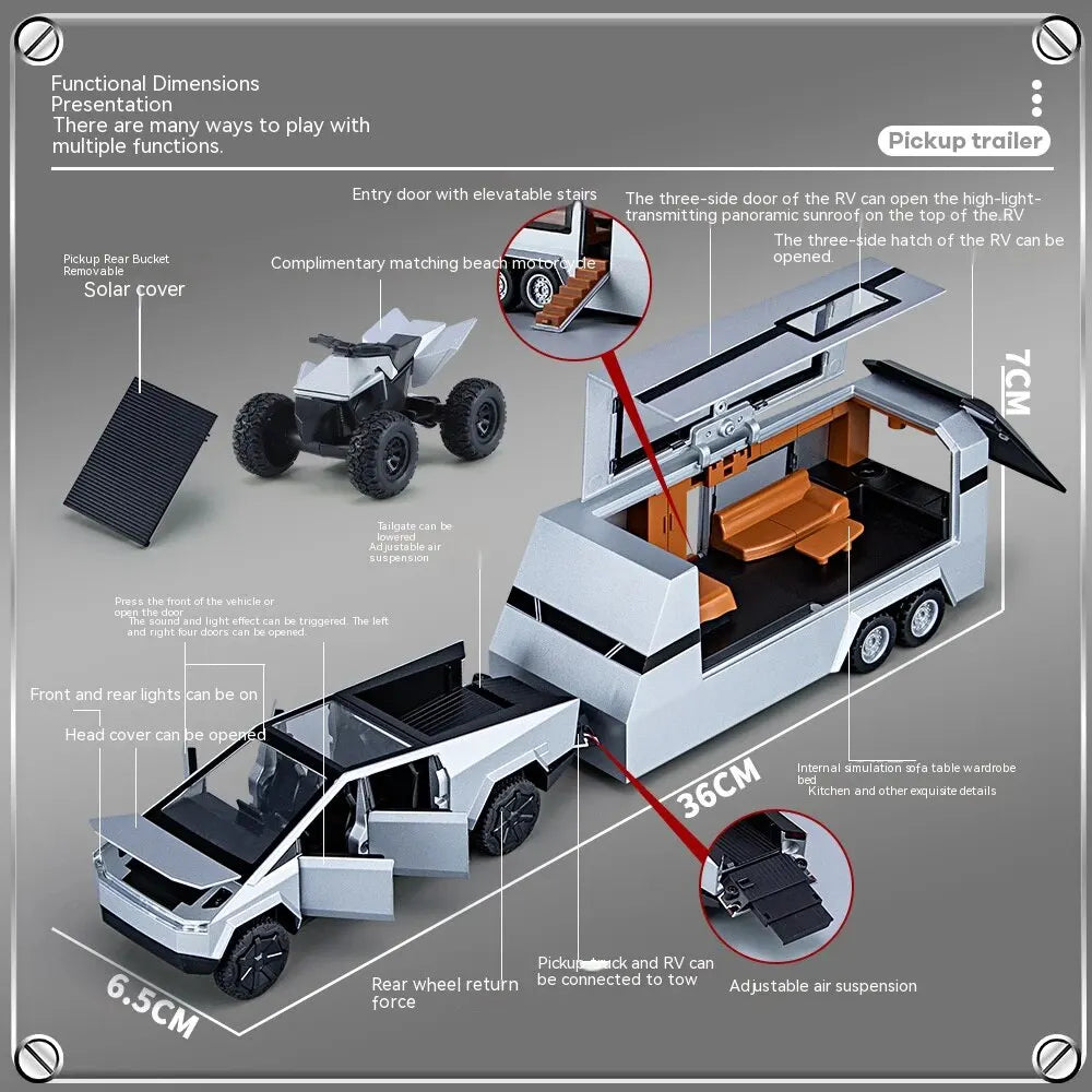 1:32 Cybertruck Diecast Pickup – Sound & Light Metal Toy Truck for Boys (Age 3+) – OksadeLtd™