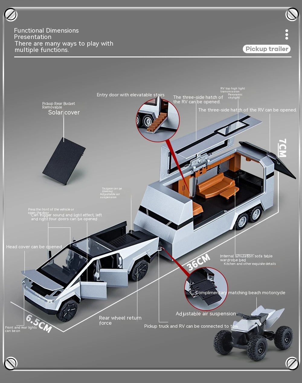 1:32 Cybertruck Diecast Pickup – Sound & Light Metal Toy Truck for Boys (Age 3+) – OksadeLtd™