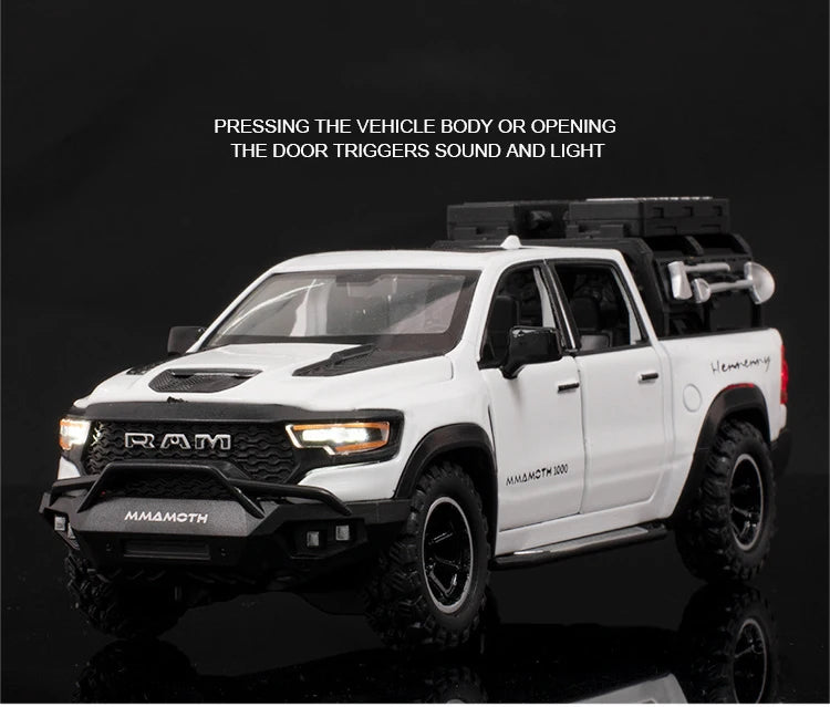 1:32 Dodge Mammoth 1000 TRX – Diecast Alloy Pickup Truck with Sound & Light | Off-Road Toy Gift – OksadeLtd™