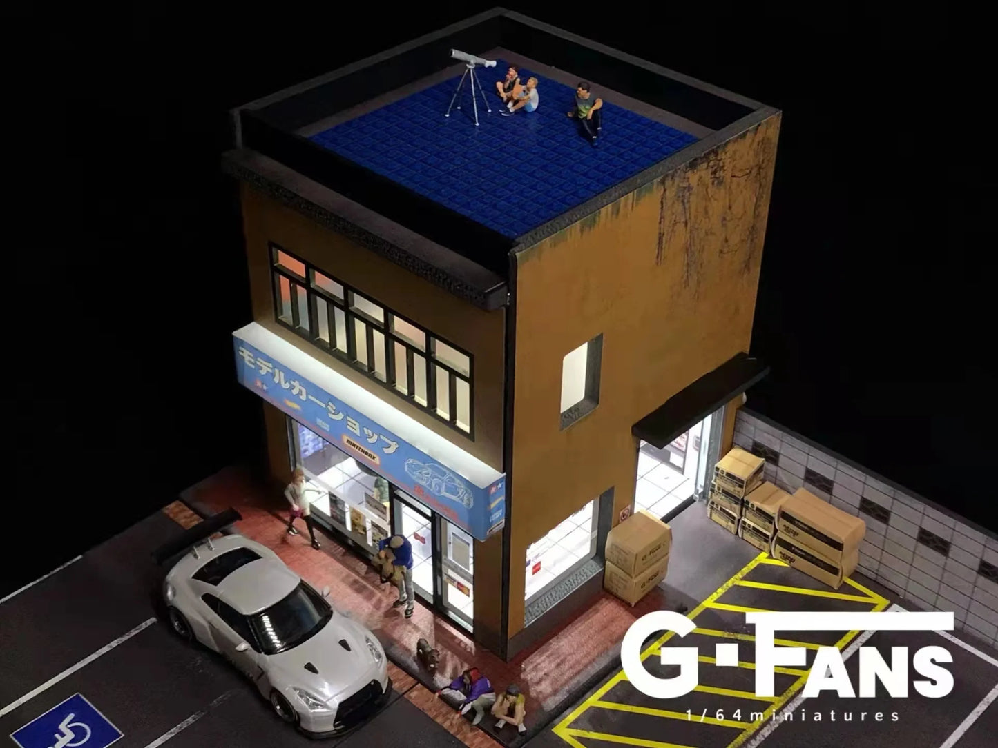 1:64 G Fans Car Dioramas Parking Lot Led Lights Vehicle Display Collection Display Usb Connector Car Store Models