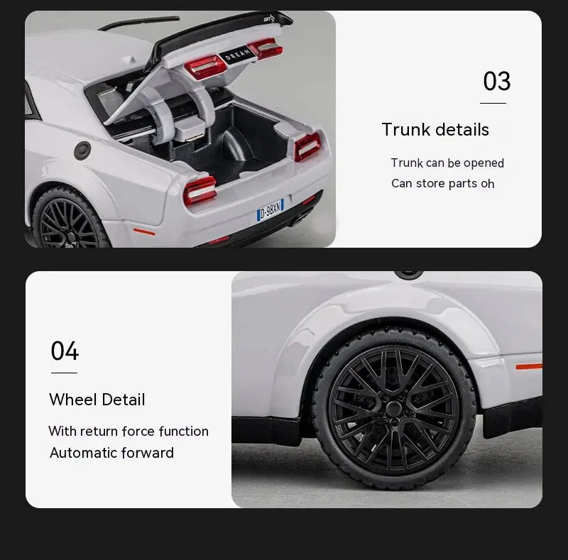 1:32 Dodge Hellcat Diecast Car – Pull Back, Sound & Light | Metal Model – OksadeLtd™