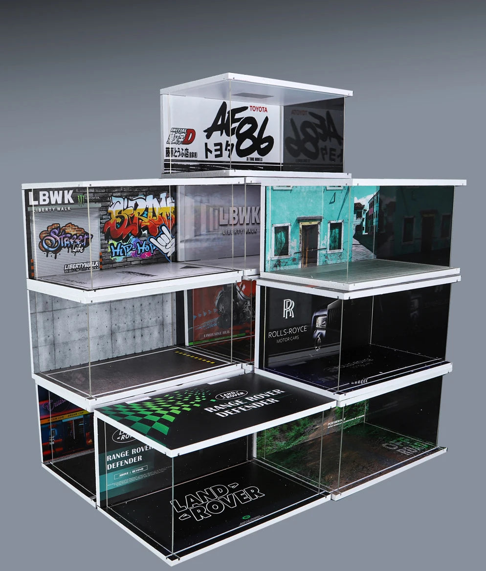 Diorama 1 32 Garage for Diecast Model Car Toy Display Case PVC Parking Lot Model Simulation Miniature Parking Space Scene