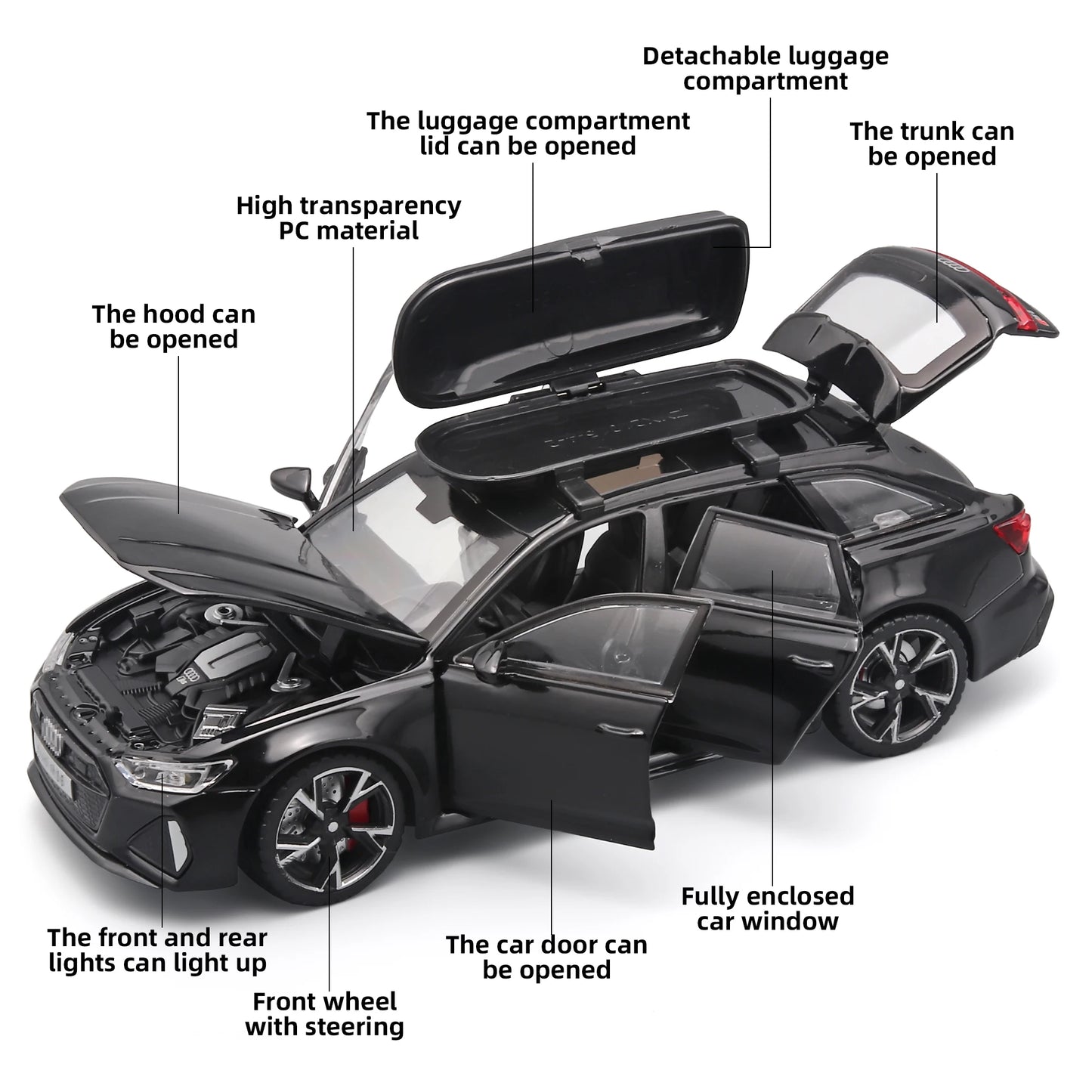 1:32 Audi RS6 Black – Diecast Metal Pull-Back Car | Gift for Kids – OksadeLtd™