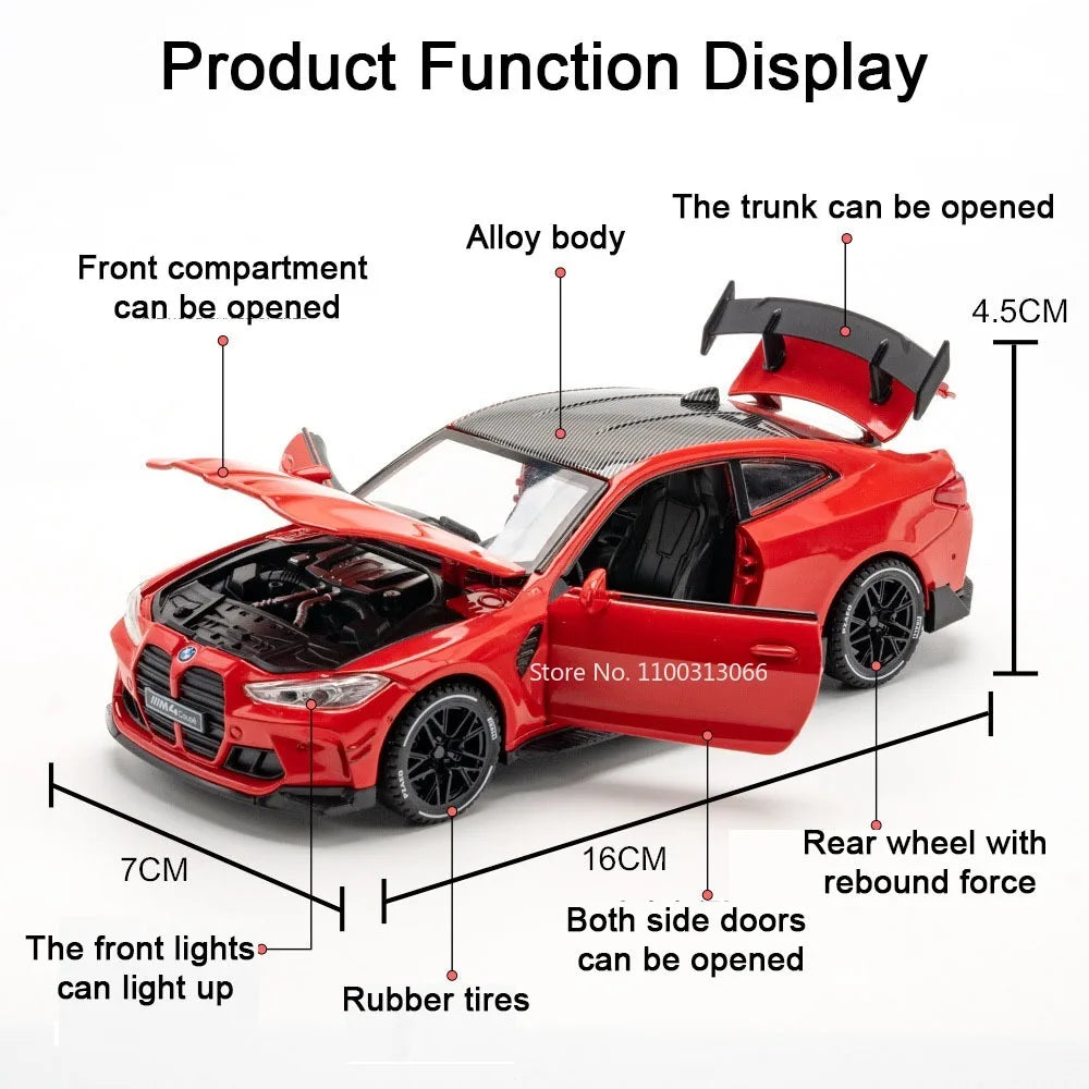 1:32 M4 Sport Car – Alloy Diecast Model with Sound & Light | Kids Toy & Birthday Gift – OksadeLtd™