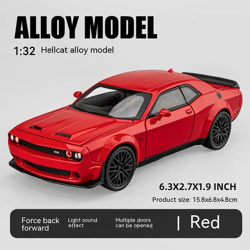 1:32 Dodge Hellcat Diecast Car – Pull Back, Sound & Light | Metal Model – OksadeLtd™