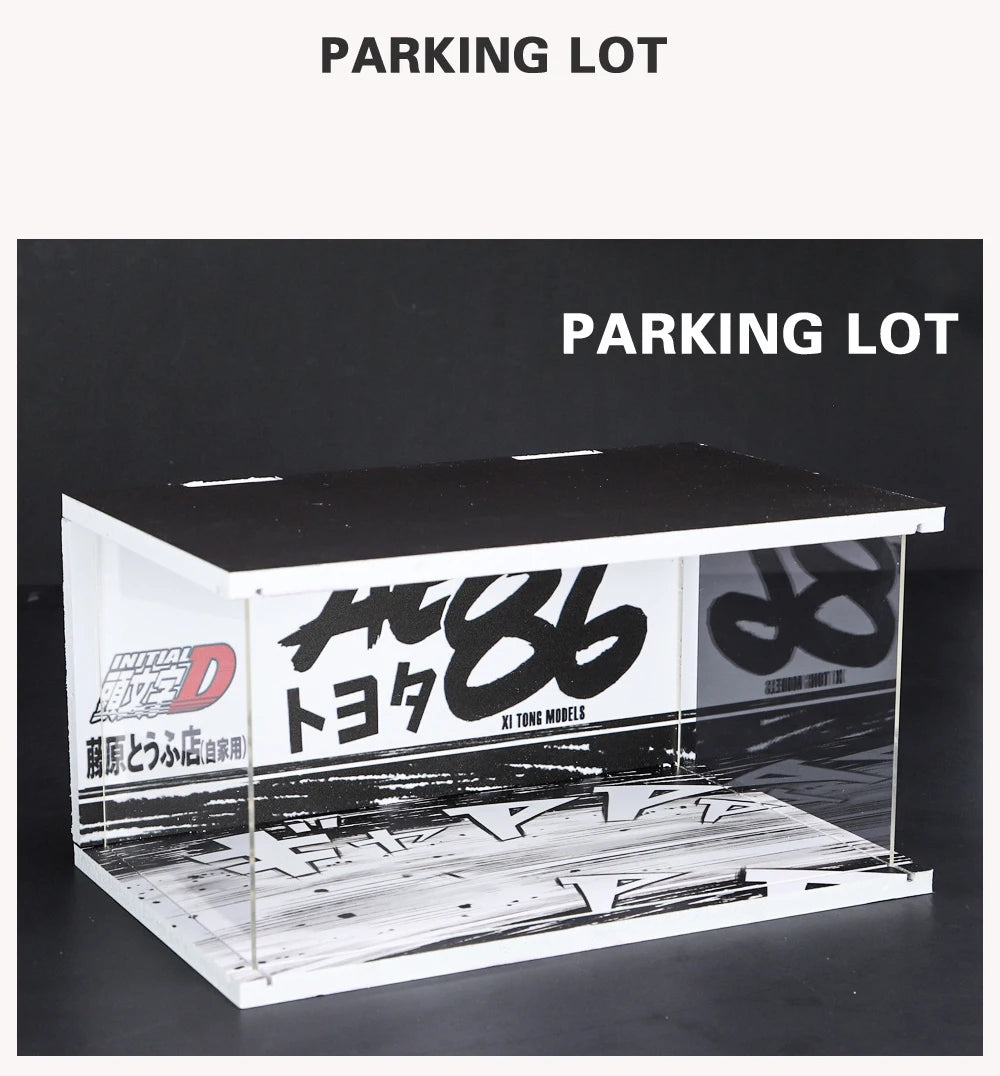 Diorama 1 32 Garage for Diecast Model Car Toy Display Case PVC Parking Lot Model Simulation Miniature Parking Space Scene