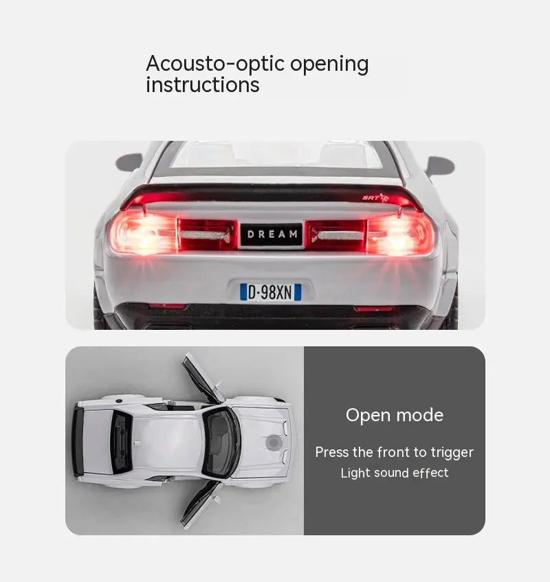 1:32 Dodge Hellcat Diecast Car – Pull Back, Sound & Light | Metal Model – OksadeLtd™