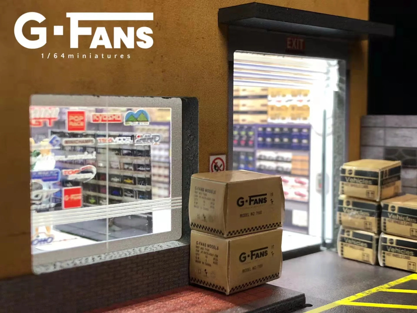 1:64 G Fans Car Dioramas Parking Lot Led Lights Vehicle Display Collection Display Usb Connector Car Store Models