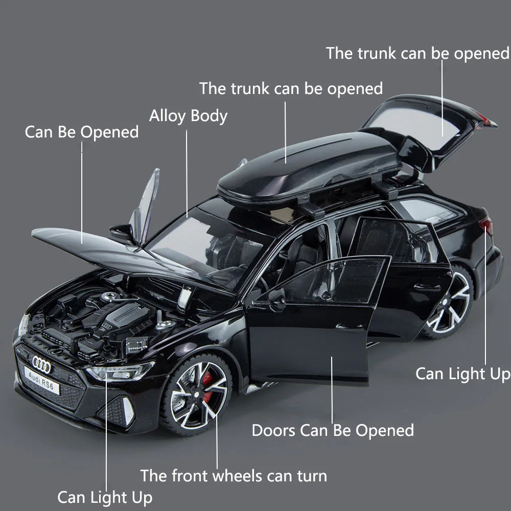 1:32 Audi RS6 – Alloy Diecast Car with Sound & Light | Openable Doors | Gift for Kids & Adults – OksadeLtd™