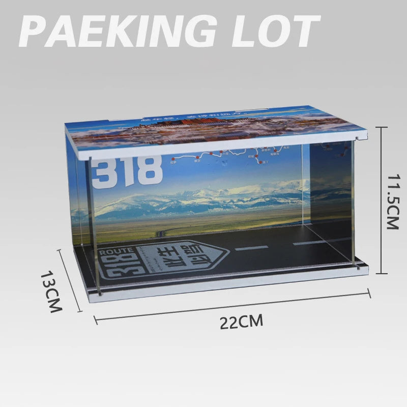Diorama 1 32 Garage for Diecast Model Car Toy Display Case PVC Parking Lot Model Simulation Miniature Parking Space Scene