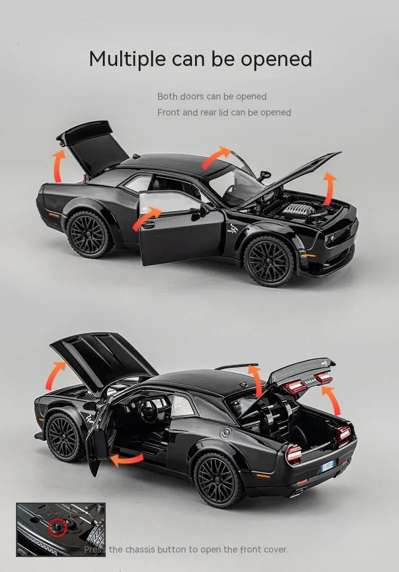 1:32 Dodge Hellcat Diecast Car – Pull Back, Sound & Light | Metal Model – OksadeLtd™