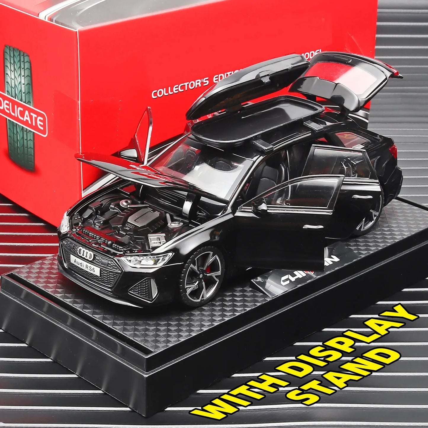 1:32 Audi RS6 Black – Diecast Metal Pull-Back Car | Gift for Kids – OksadeLtd™