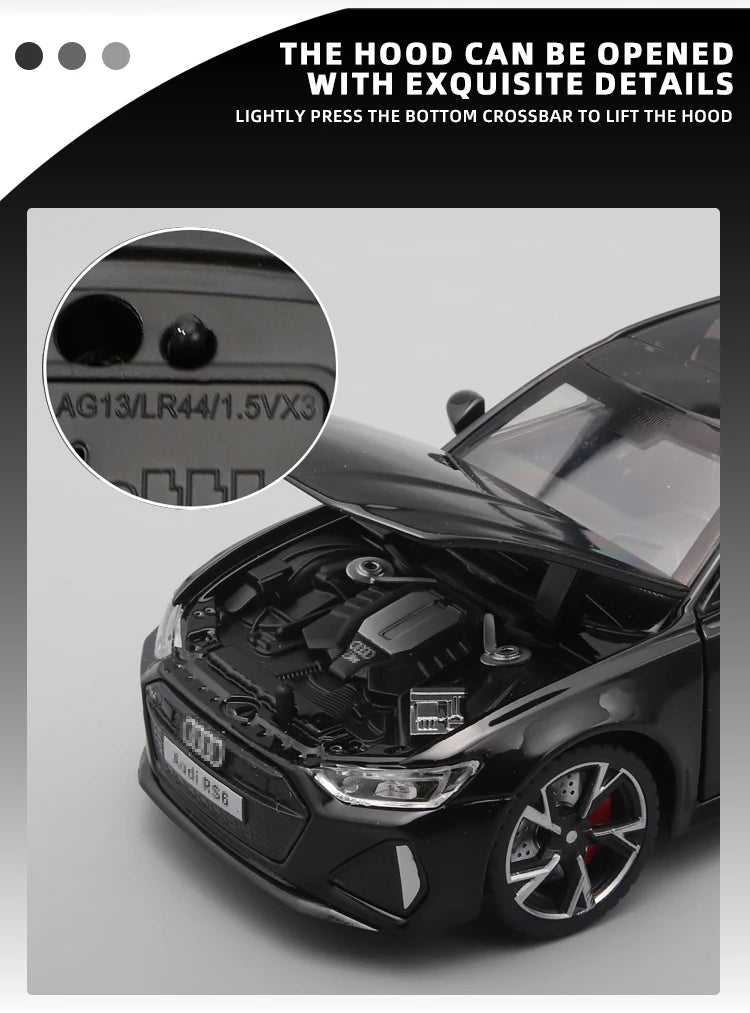 1:32 Audi RS6 Black – Diecast Metal Pull-Back Car | Gift for Kids – OksadeLtd™