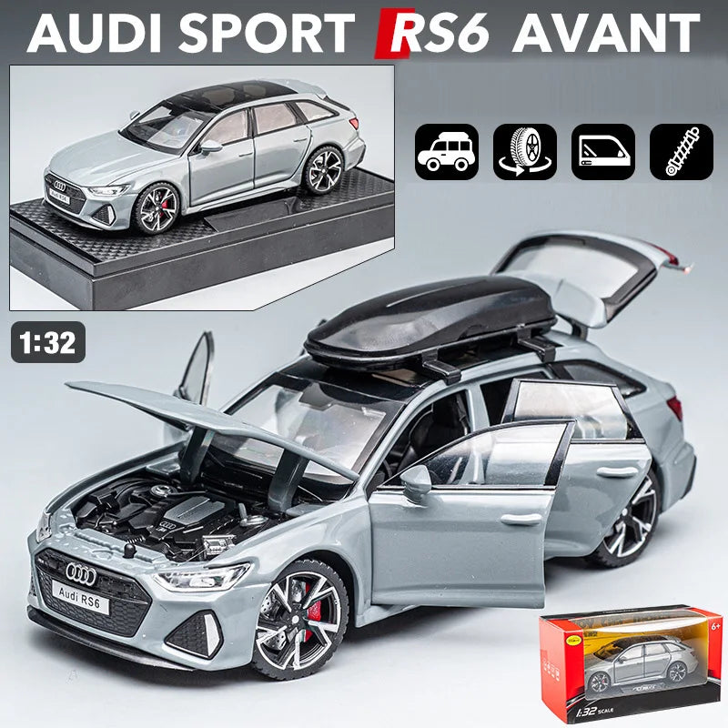 1:32 Audi RS6 – Alloy Diecast Car with Sound & Light | Openable Doors | Gift for Kids & Adults – OksadeLtd™