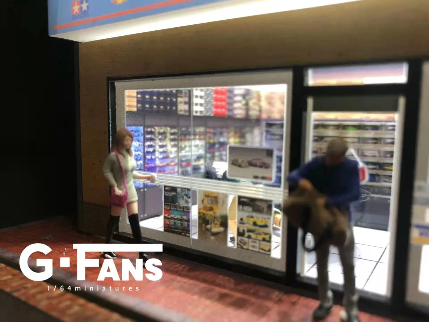 1:64 G Fans Car Dioramas Parking Lot Led Lights Vehicle Display Collection Display Usb Connector Car Store Models