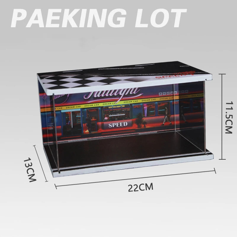 Diorama 1 32 Garage for Diecast Model Car Toy Display Case PVC Parking Lot Model Simulation Miniature Parking Space Scene