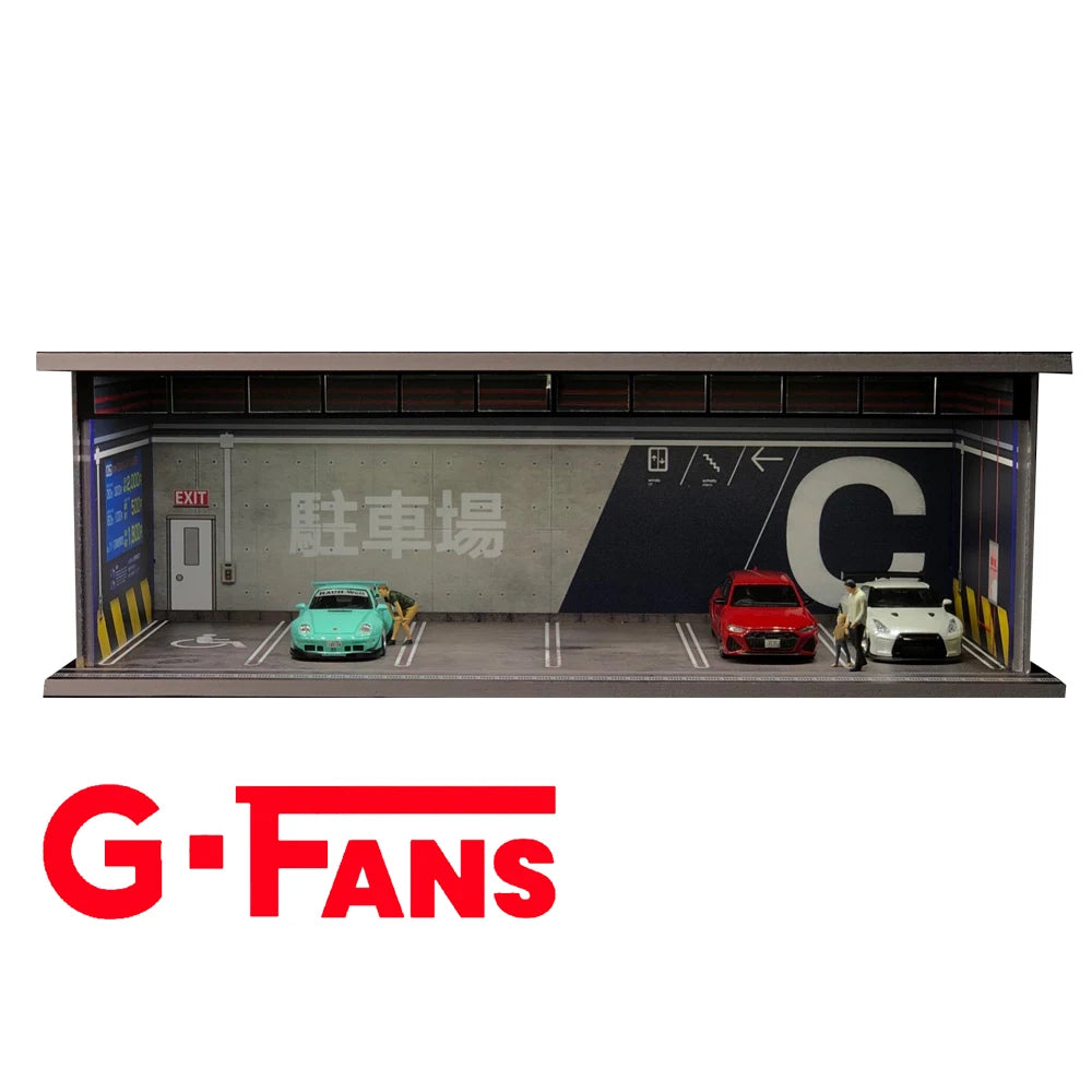 1:64 G Fans Car Dioramas Parking Lot Led Lights Vehicle Display Collection Display Usb Connector Car Store Models