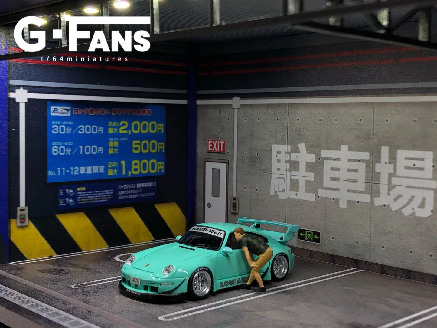 1:64 G Fans Car Dioramas Parking Lot Led Lights Vehicle Display Collection Display Usb Connector Car Store Models