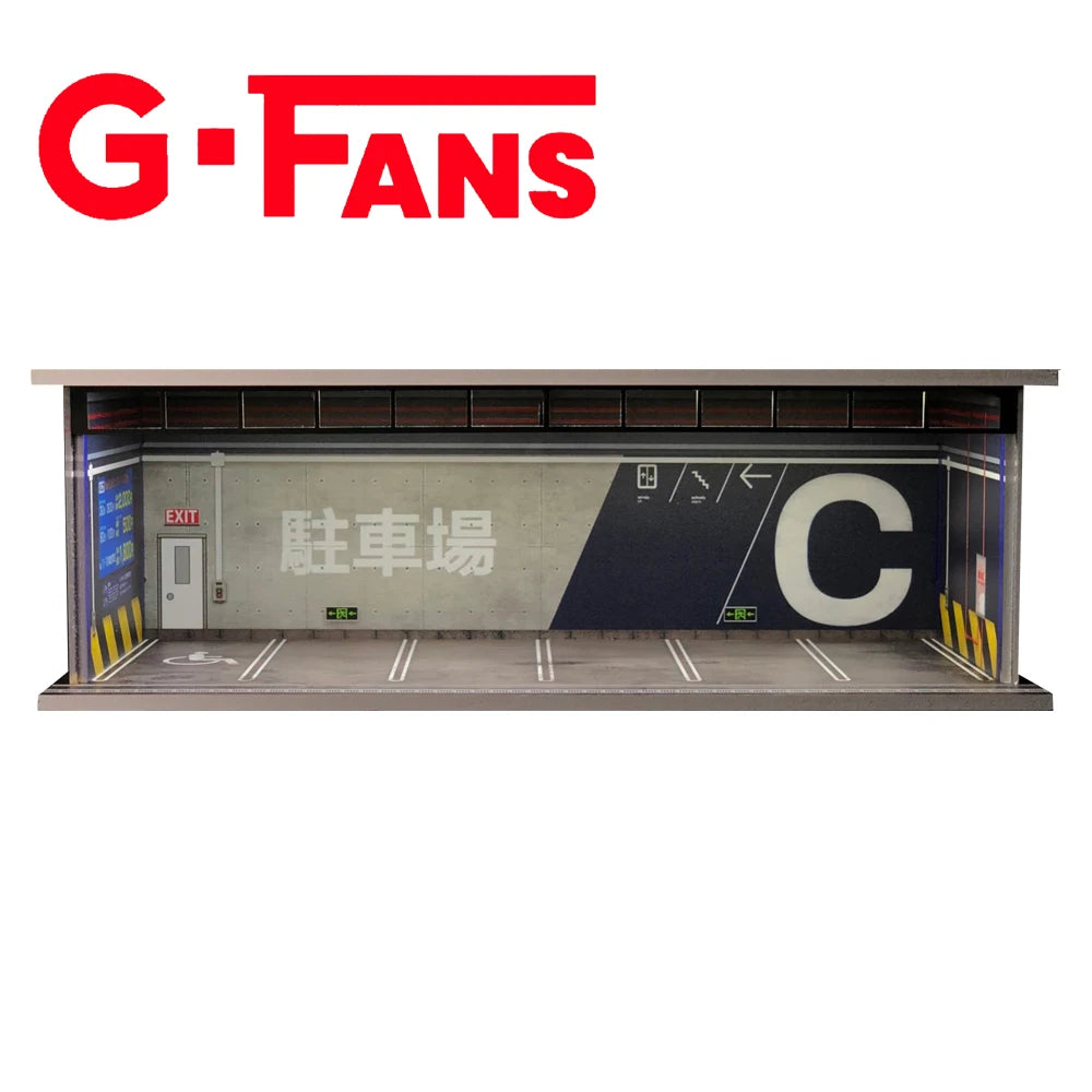 1:64 G Fans Car Dioramas Parking Lot Led Lights Vehicle Display Collection Display Usb Connector Car Store Models