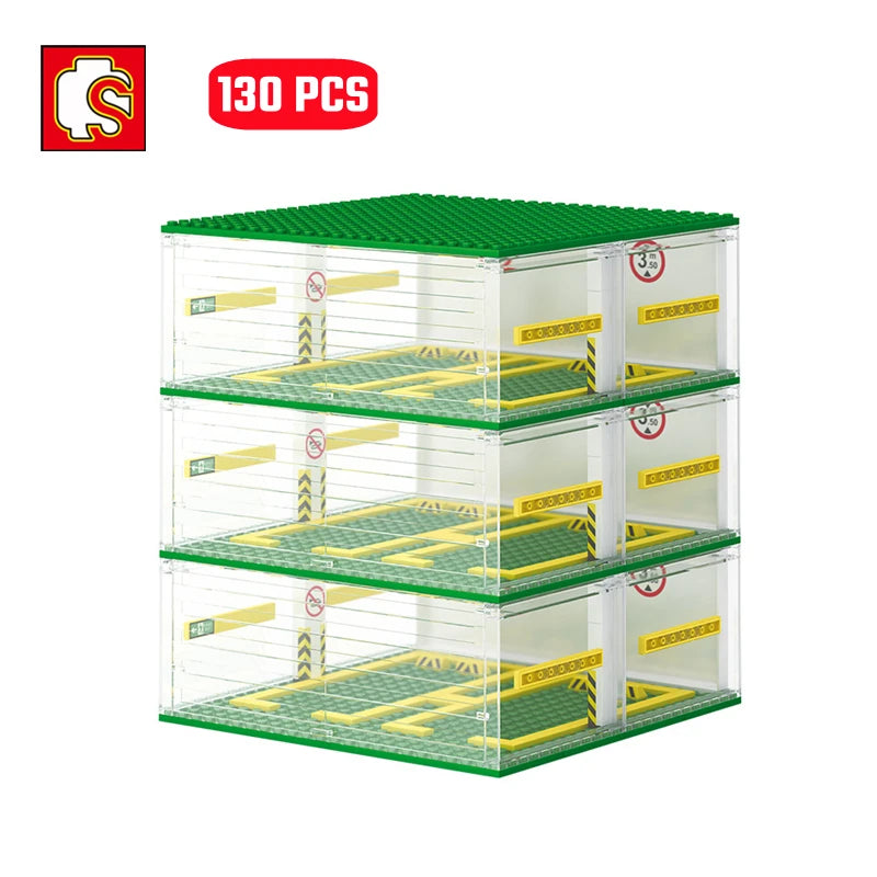 City Speed Champions Sports Cars Garage Building Blocks MOC Supercar Racing Parking Lot DIY Vehicle Storage Box Bricks Kids Toys